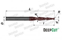 Фреза твердосплавная коническая сферическая с покрытием AlTiCrN R0,25X15X3,175DX50 Фреза твердосплавная коническая сферическая с покрытием AlTiCrN R0,25X15X3,175DX50